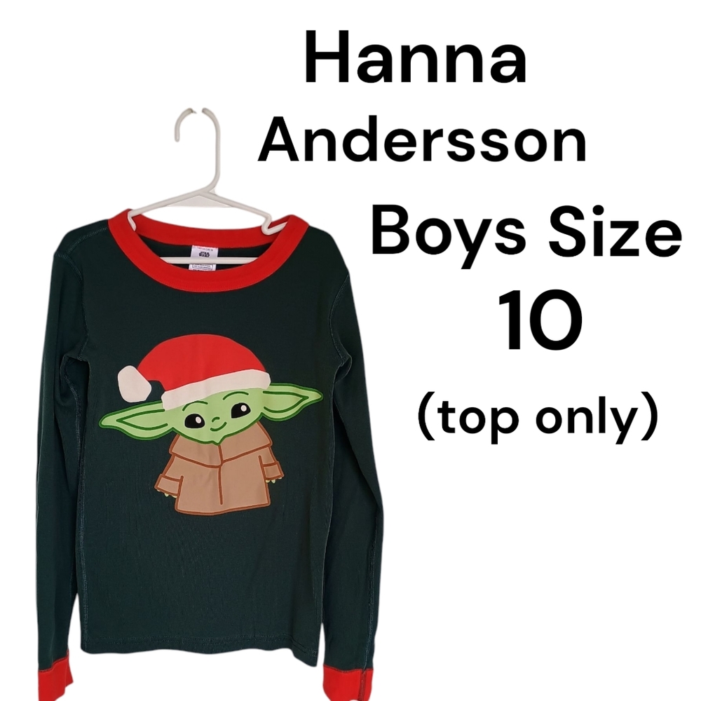 Hanna Andersson Star Wars Madalorian Baby Yoda Christmas Pajama Top Boys Size 10